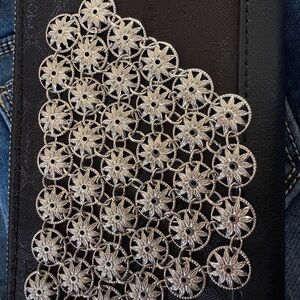 Silver Floral filigree Statement Necklace pendant.